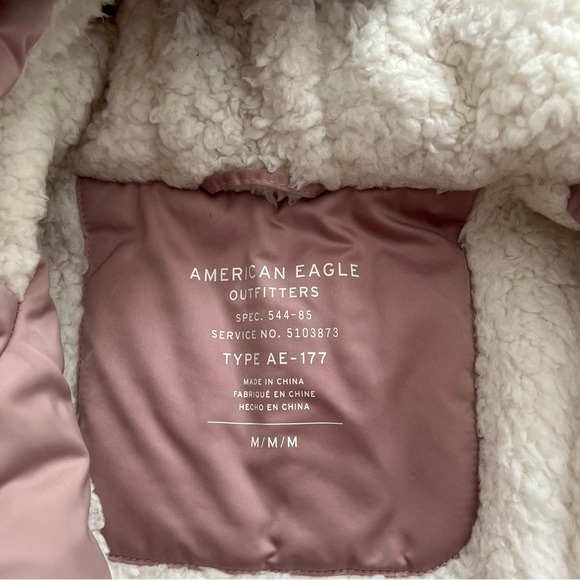 Pink American Eagle Sherpa Lined Bomber Jacket - Picture 5 of 5